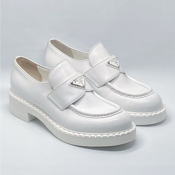 Prada Spazzolato Logo Platform Leather Loafers size 39 - Picture 3 of 14